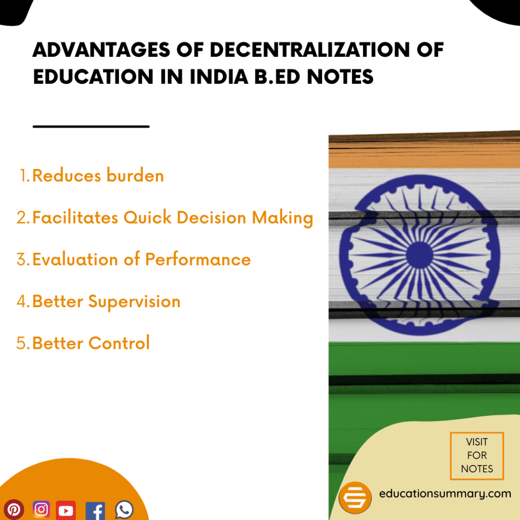 Advantages and Disadvantages of Decentralization of Education in India B.Ed Notes