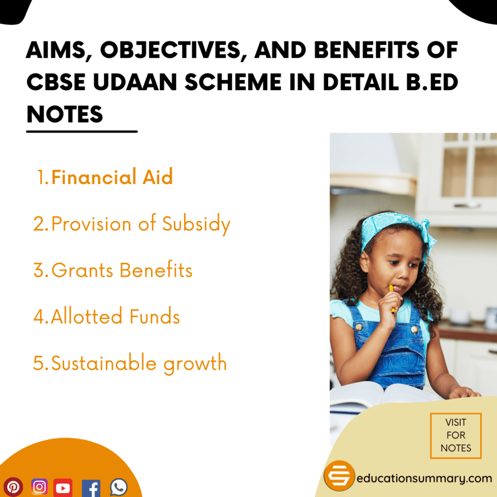 Aims, Objectives and benefits of CBSE Udaan Scheme in Detail B.Ed Notes