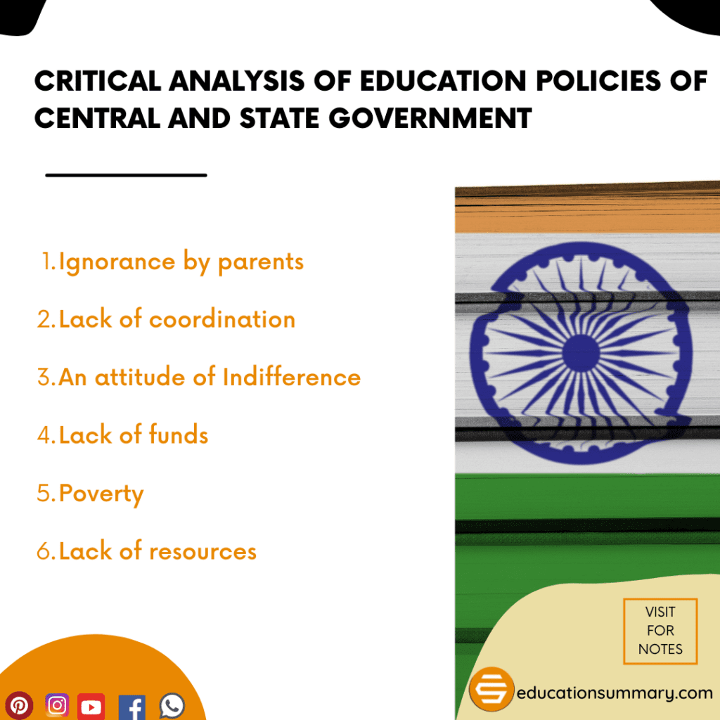 Critical Analysis of Education Policies of Central and State Government