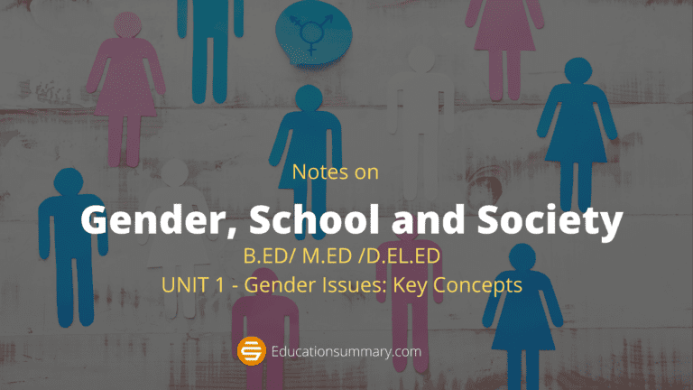 _Gender, School and Society Education Summary Notes