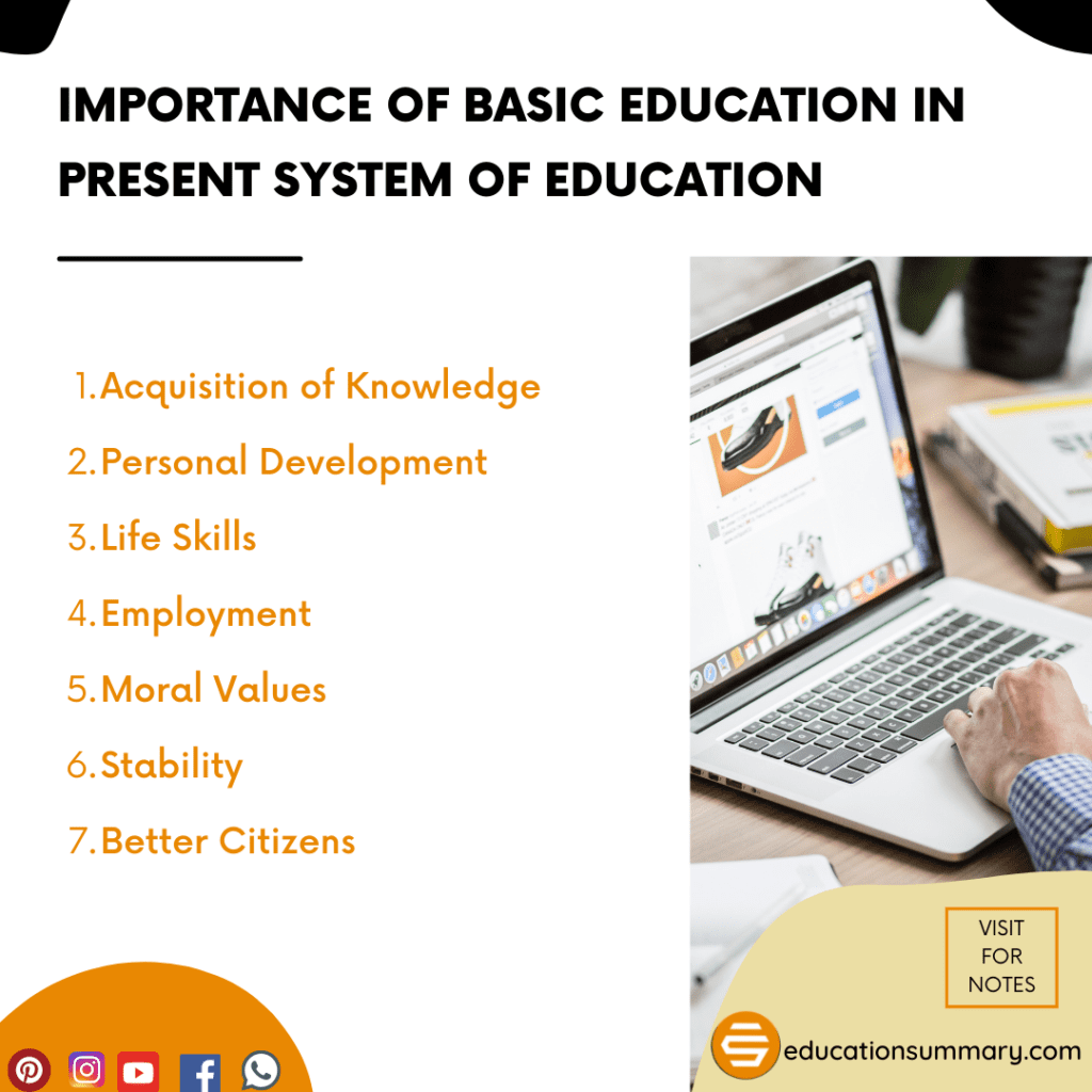 Importance of Basic Education in Present System of Education 