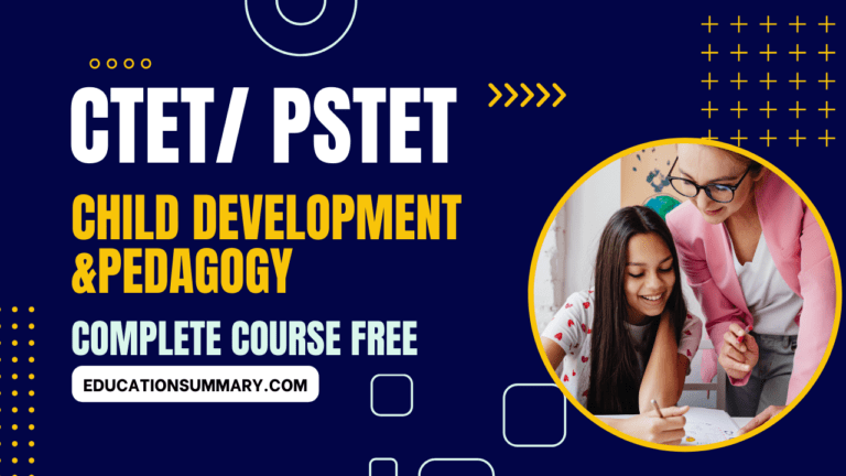 Child Development and Pedagogy Notes for CTET/ PTET in English Free